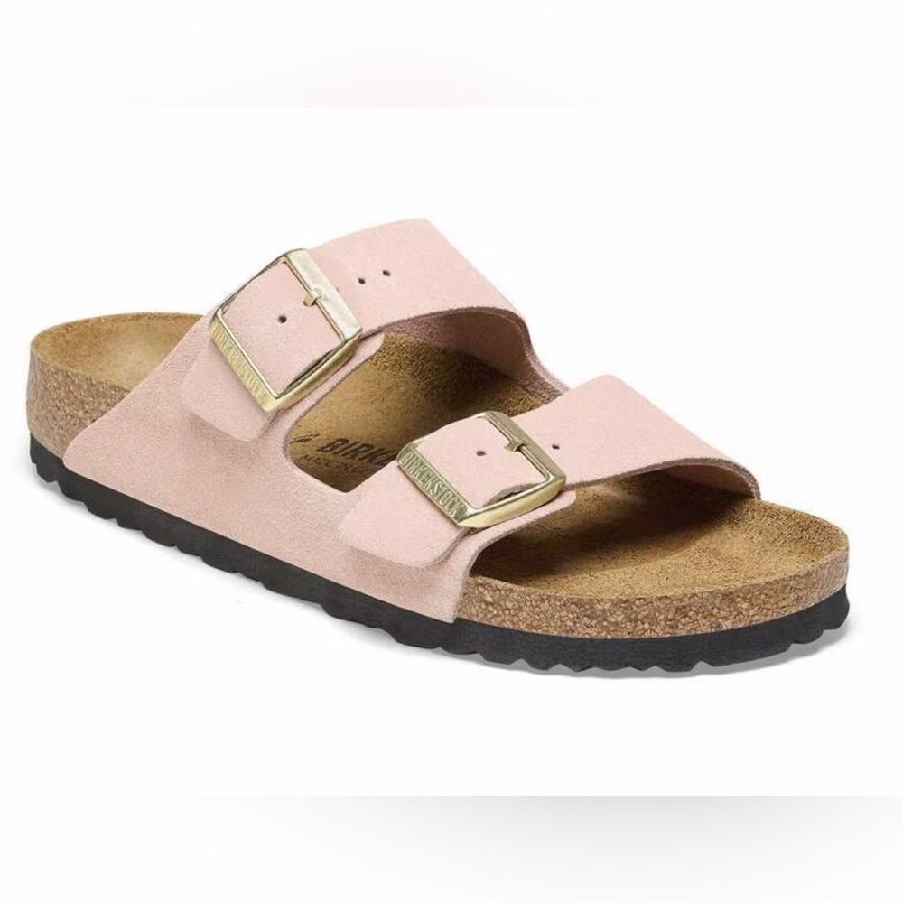 Birkenstock Arizona Two-Strap Sandal in Light Pink suede. Size 6 regular/wide - Picture 2 of 12
